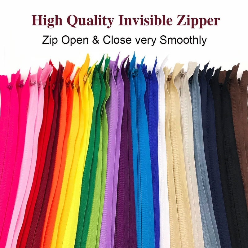 YUEDI 40PCS Nylon Invisible Zipper,Sewing for Handmade Garment/Bags/Home Textile,Tailor Sewer Crafter's Special(22 inch,Mix Color) - Image 2
